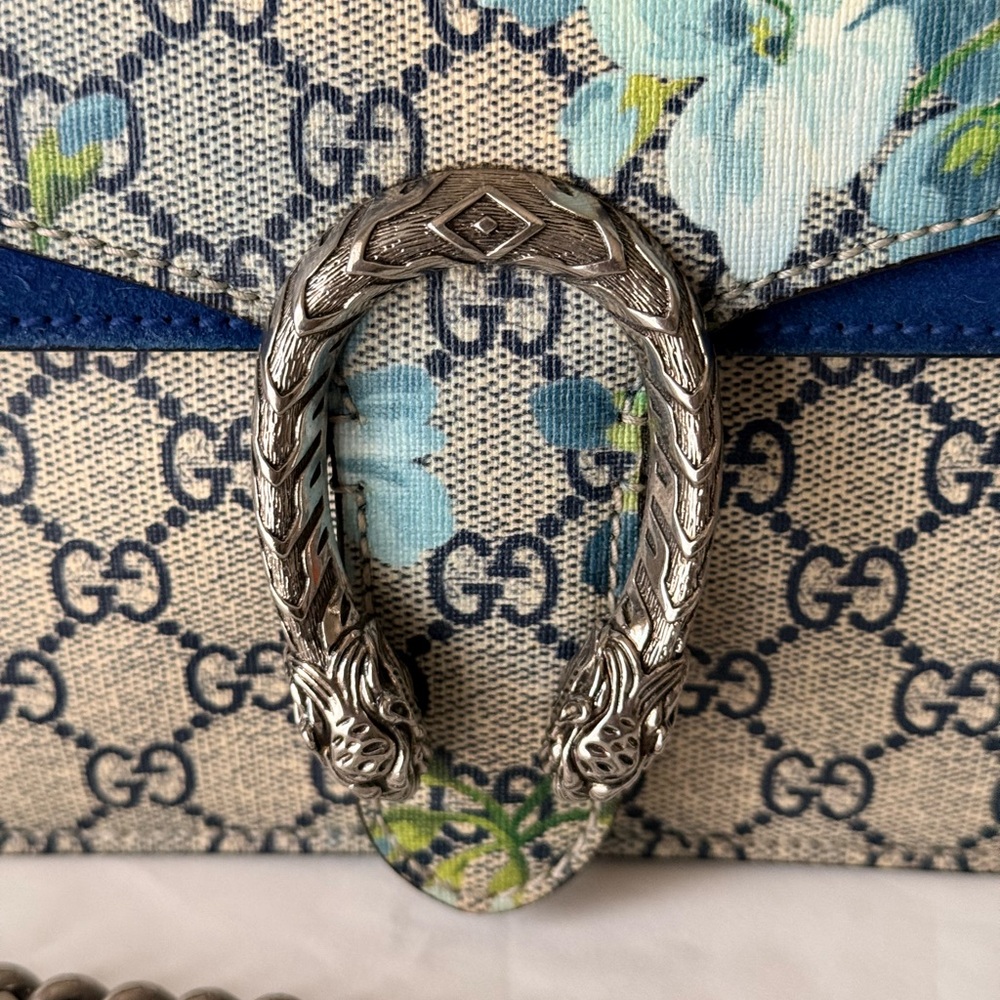 100% Authentic Gucci Blue Floral GG Supreme Bag - Picture 3 of 12